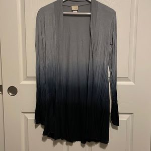 Daytrip, small, lightweight long sleeve duster/cardigan, ombré, grey to black